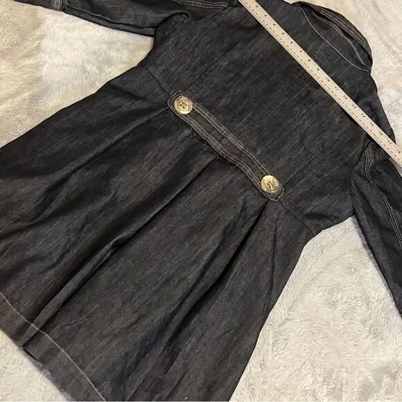 Baccini Spring 3/4 Sleeve Tunic Length Jean Jacket Dark Wash Light Women's L - Picture 10 of 14